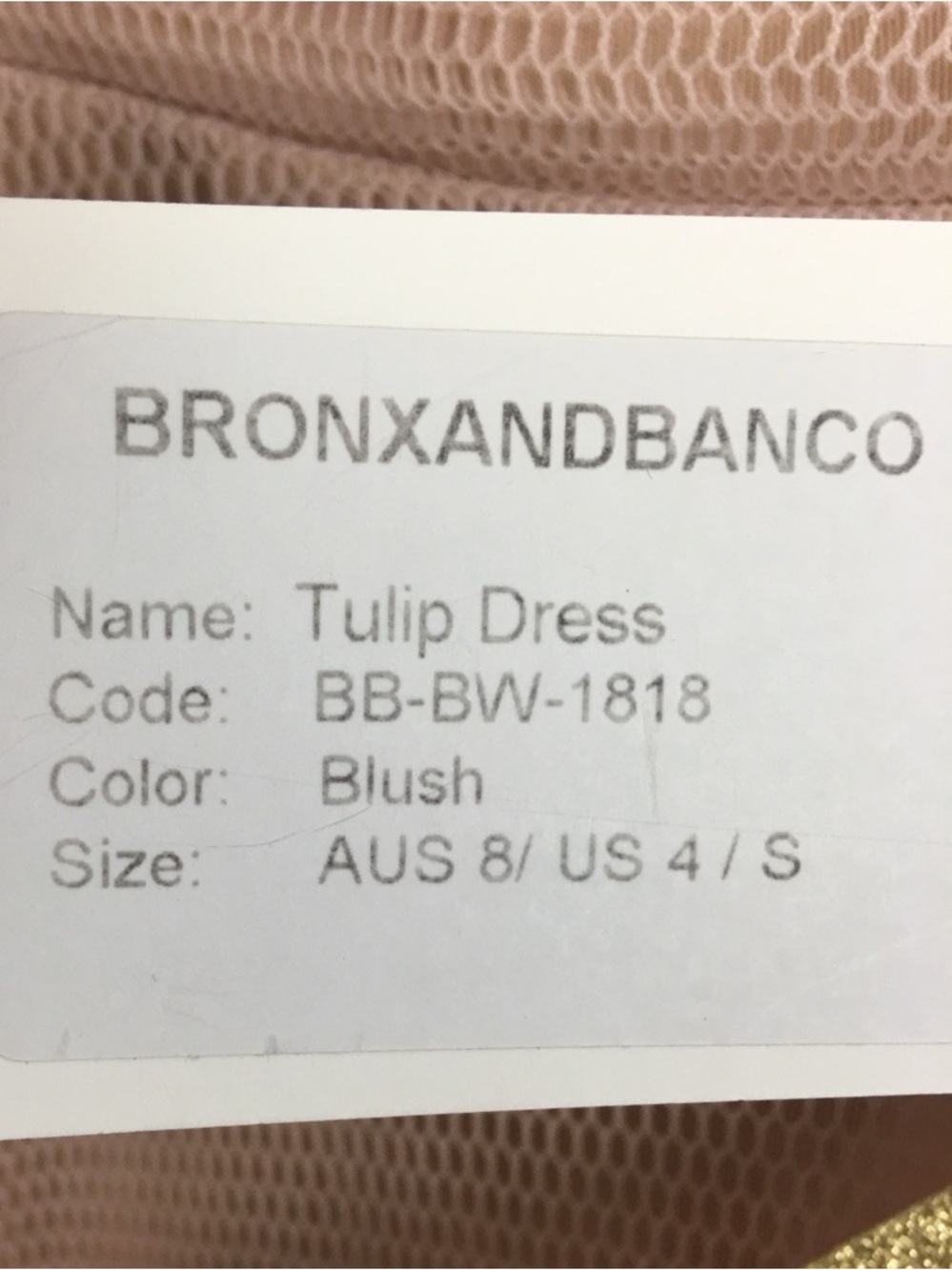 ⁠Bronx and Banco NWT Blush Pink Tulip Off Shoulder Cutout Mesh Gown Dress 4⁠ - Picture 12 of 16